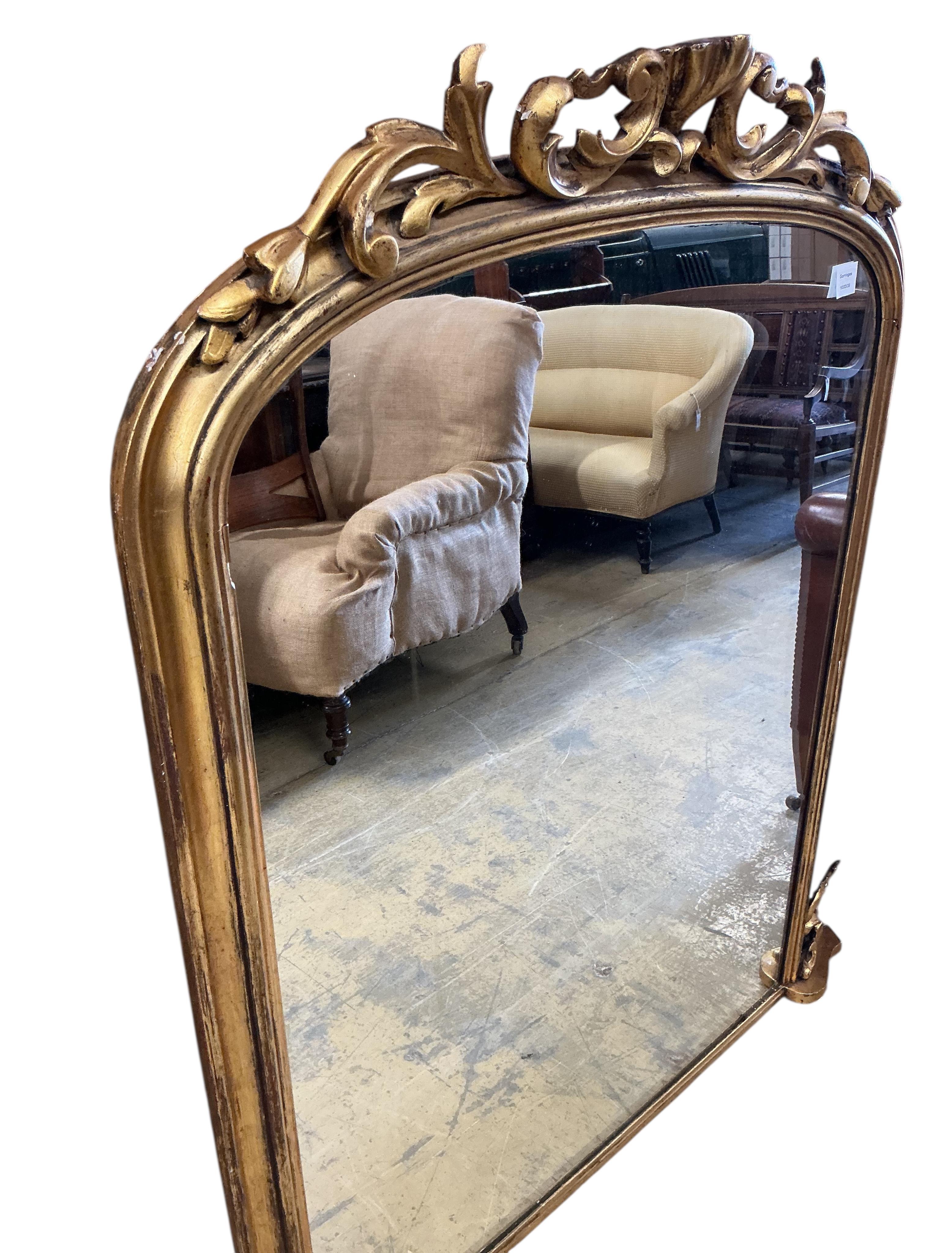 A Victorian giltwood and composition overmantel mirror, width 94cm, height 124cm